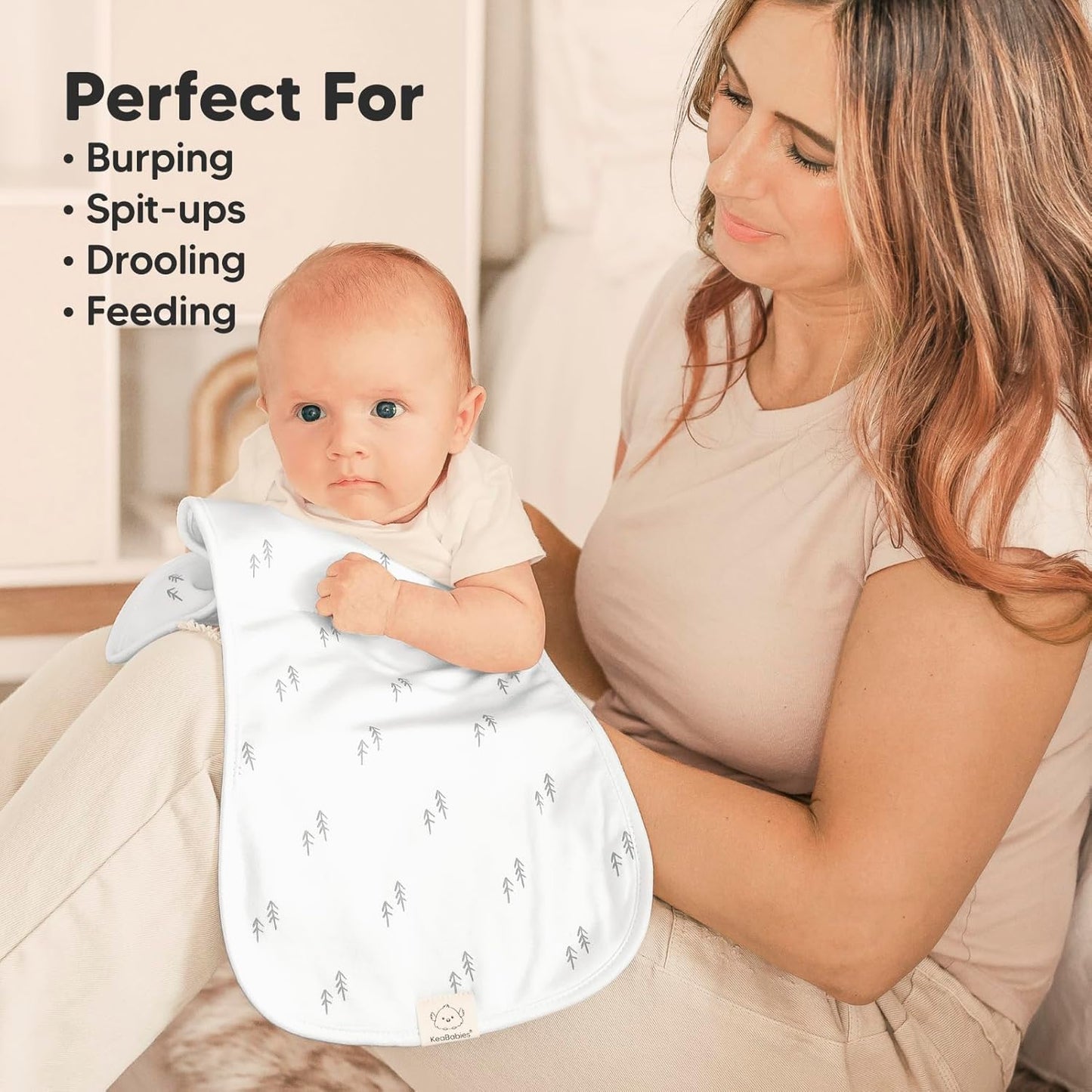 Organic Burp Cloths Baby Boy & Girl - 5-Pack Super Absorbent Cotton Burping Cloths for Babies, Soft & Plush Newborn Spit up Rags, Infant Towels for Milk Spit Up, Unisex, Large 53Cm X 25Cm (Nordic)