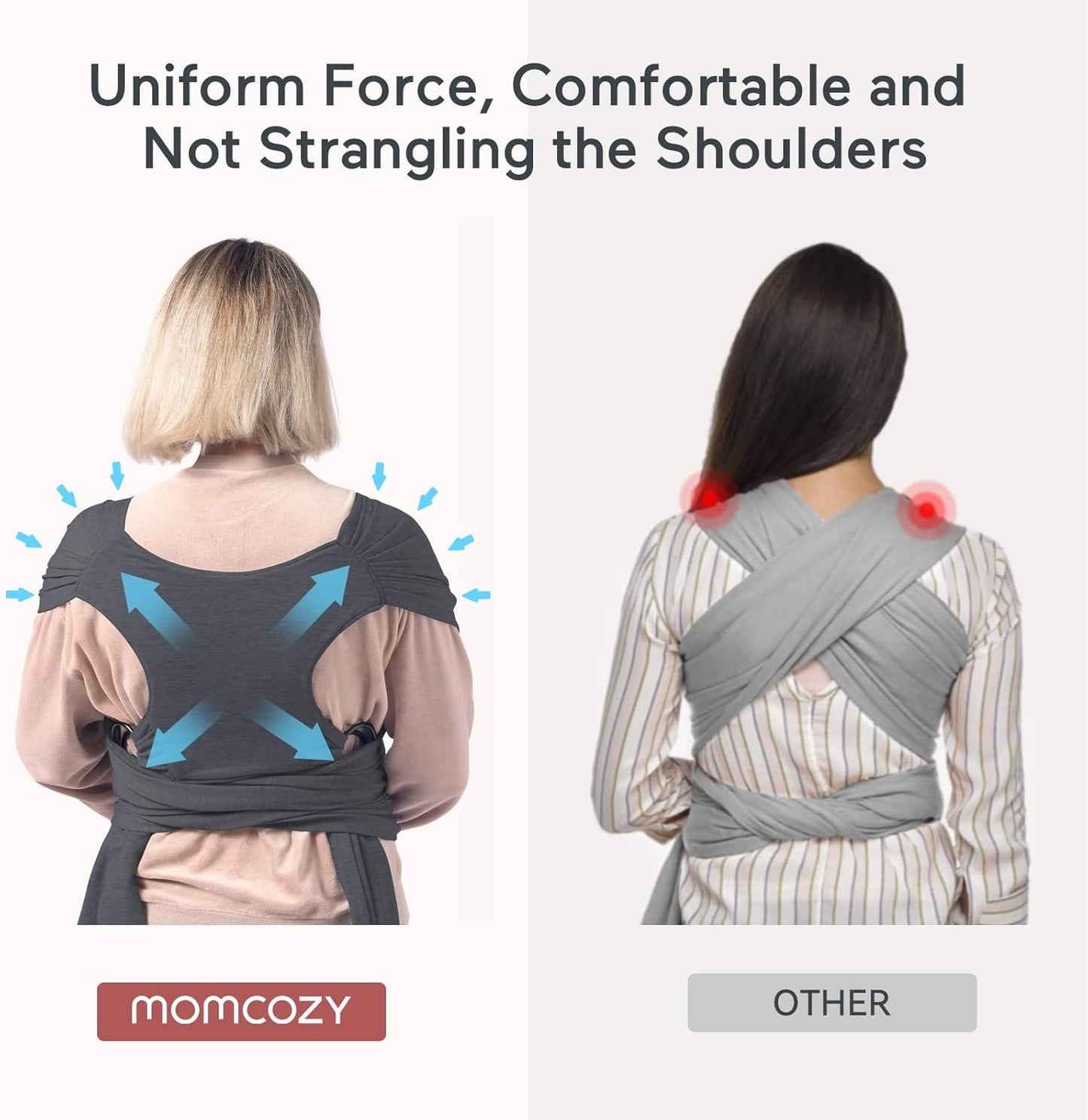 Baby Wrap Carrier Slings, Infant Carrier Slings for Newborn up to 50 Lbs, Baby Wrap Adjustable for Adult Fits Sizes XXS-XXL, Easy to Wear Baby Carriers, Ergonomic Front Facing/Back, Deep Grey