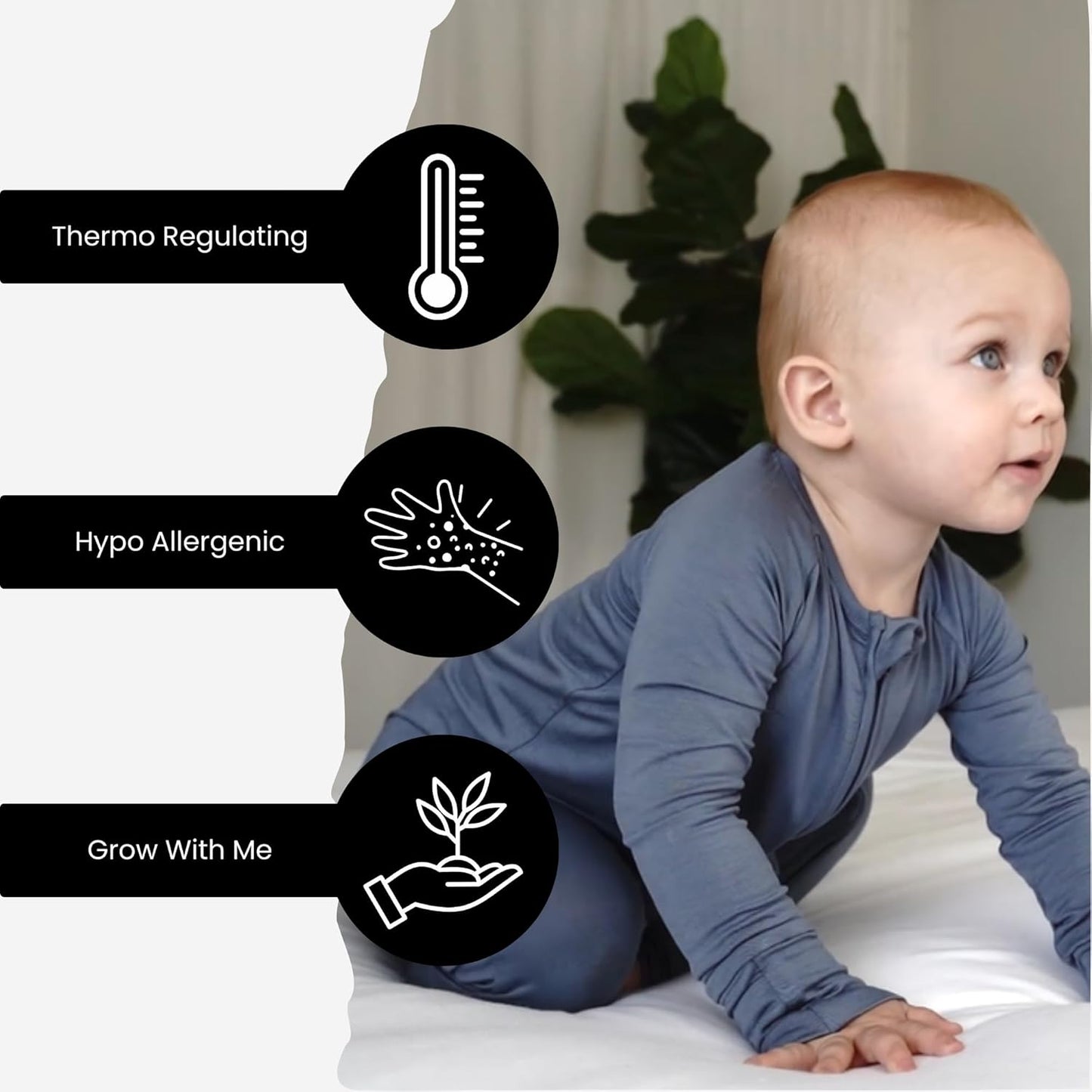Viscose from Bamboo Sleeper Baby Pajamas, Convertible Gripped Footie with 2-Way Zipper, Ideal for Eczema