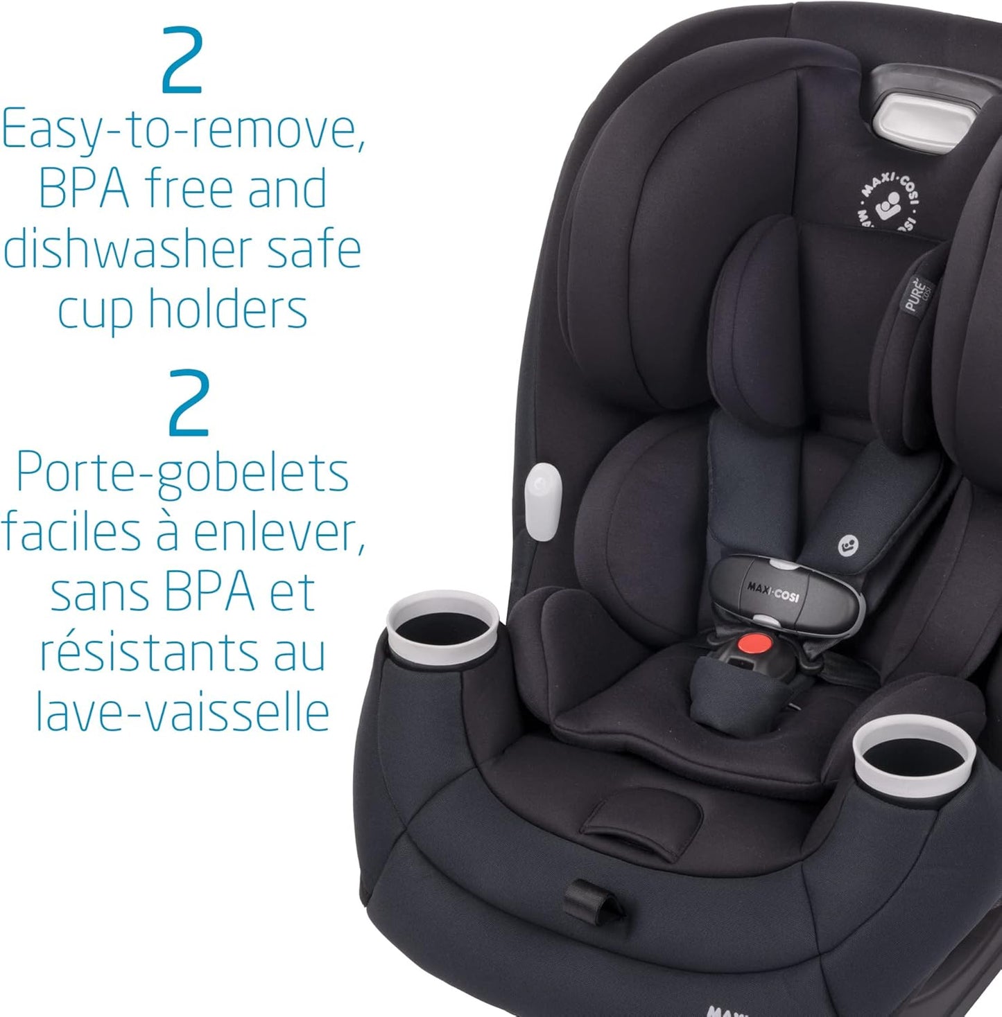 Pria All-In-One Car Seat, 3In1, Convertible from Infant to Toddler, Rear and Forward Facing, Booster Mode, Washable Seat Cover, Authentic Black