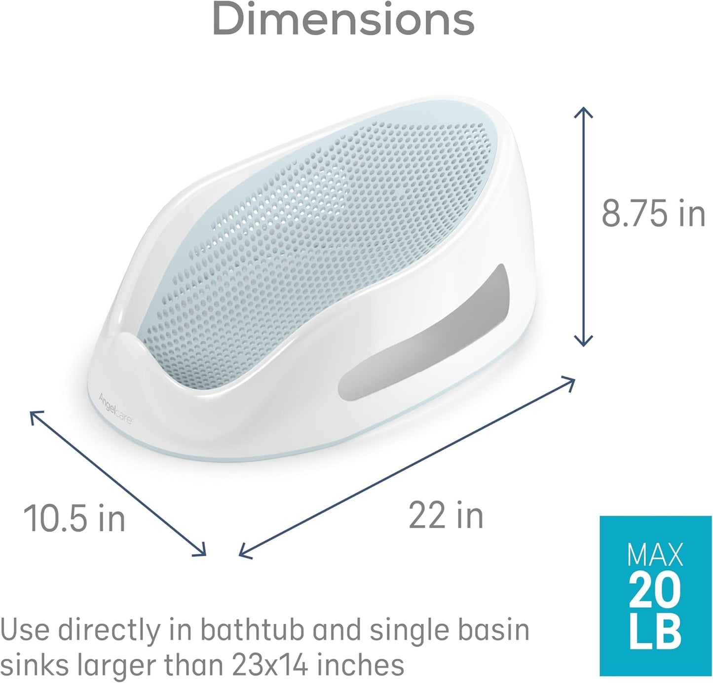 Baby Bath Support, Aqua, for Babies Less than 6 Months of Age, Made in Canada