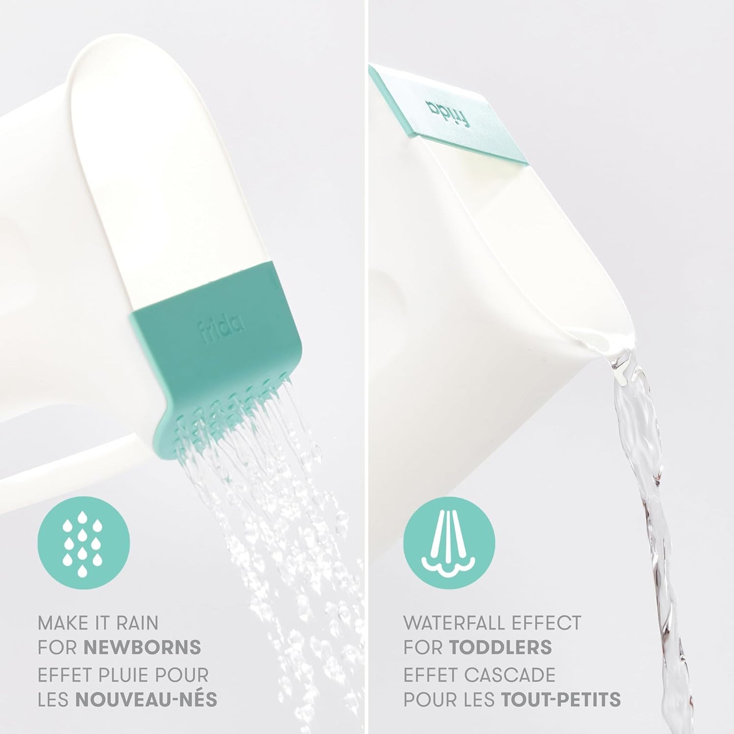 Control the Flow Bath Rinse Cup, Tear Free Rinser to Wash Hair + Body, Rinser Cup for Bath Time with Easy Grip Handle + Removable Rain Shower