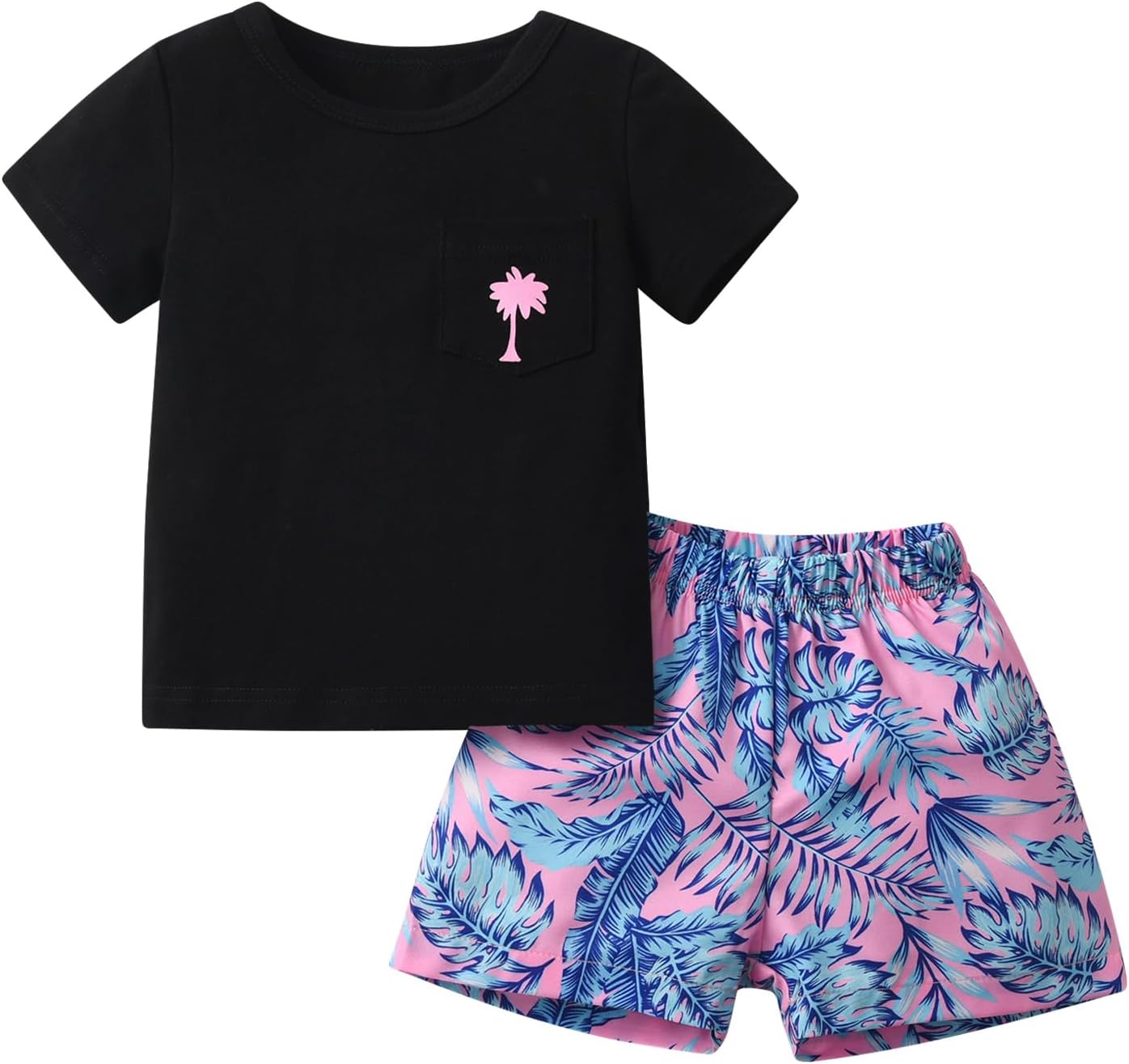 Infant Toddler Baby Boy Summer T-Shirt Clothes Pullover Short Sleeve Leaves Print Tops Shorts 2Pcs Outfits Set