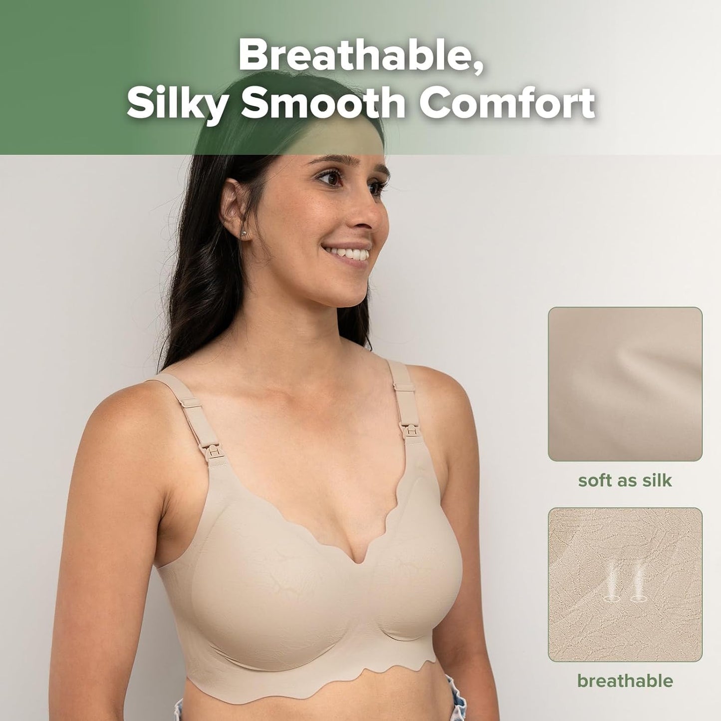 Nursing Bras for Breastfeeding, Ultra Comfort Scalloped Seamless Jelly Strip“ Supportive Maternity Bras