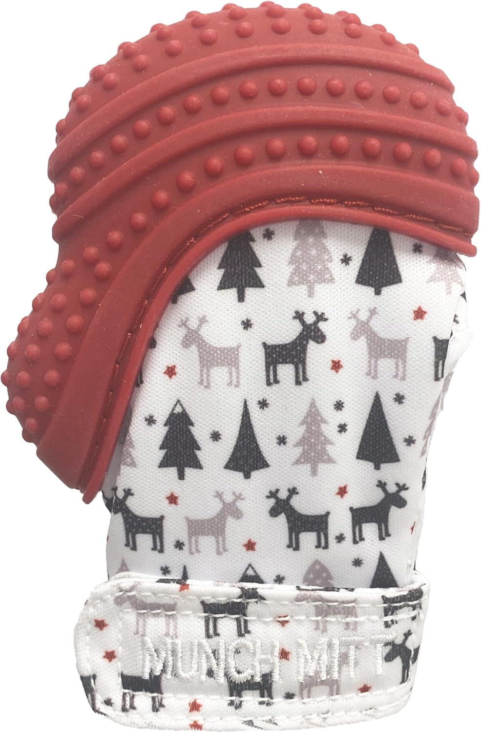 Teething Gift Pack: Munch Mitt and Chew Cube Duo for Babies and Toddlers – Baby Teething Toys for Gum Relief, Sensory Stimulation, Bpa-Free - Red