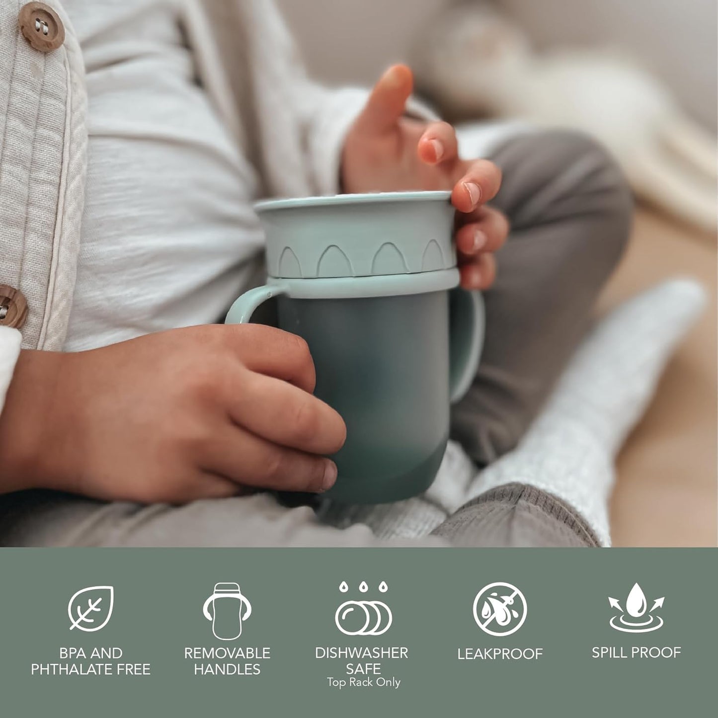 Nouka All around Cup | Leak Proof and Easy Grip | Removable Handles | Wave