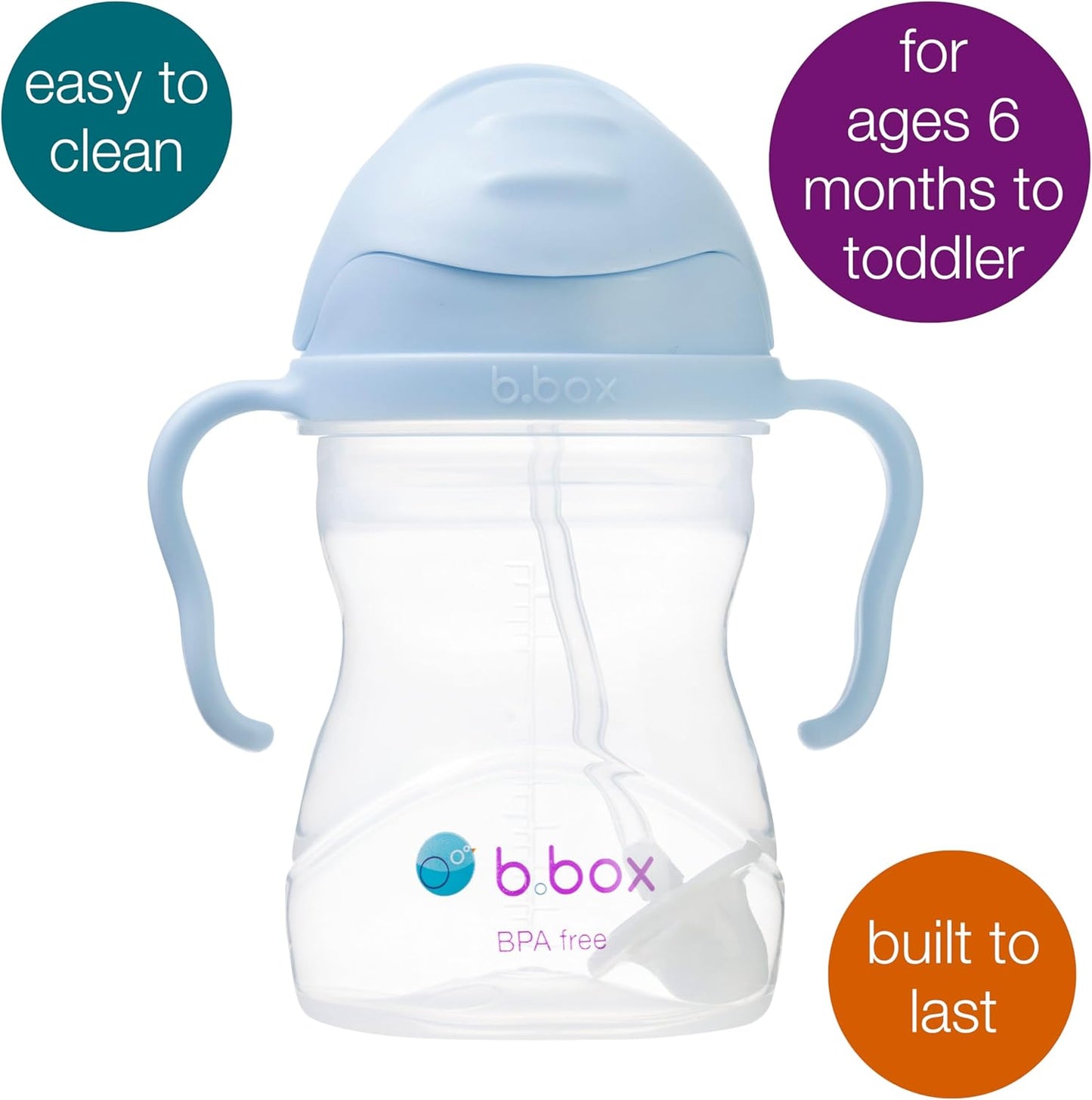Sippy Cup with Fliptop Straw, Drink from Any Angle | Weighted Straw, Spill Proof, Leak Proof & Easy Grip | BPA Free, Dishwasher Safe | for Babies 6M+ to Toddlers (Bubblegum, 8 Oz)