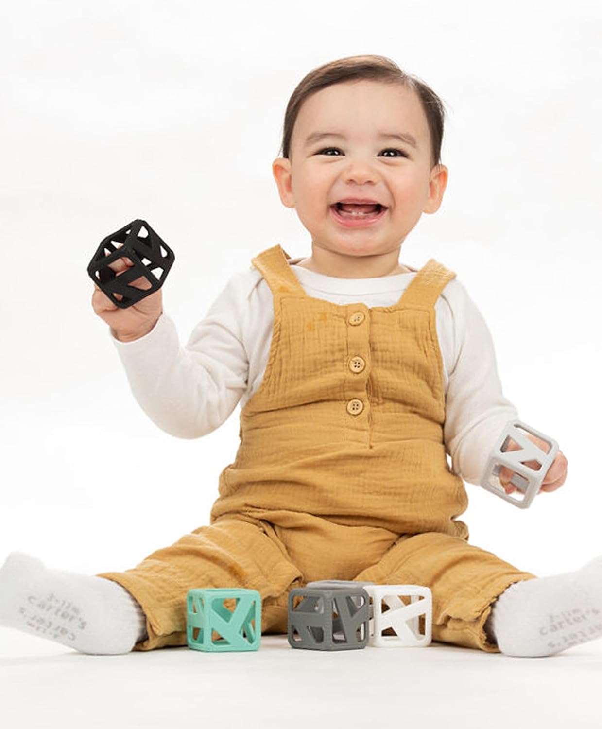Stack N Chew - Mini Cubes Baby Chew Toy Monochrome - Develops Fine Motor Skills, Increases Grip Strength, Stimulates Hand-Eye Coordination