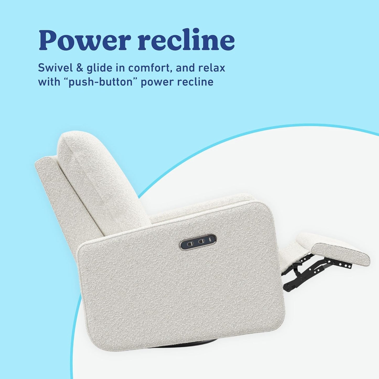 Teddi Power Recliner Swivel Glider (Ivory Boucle) – GREENGUARD Gold Certified, Certipur-Us Certified Foam, Electronic Power Recline, USB-A & USB-C Charger, Premium Cushioning & Comfort