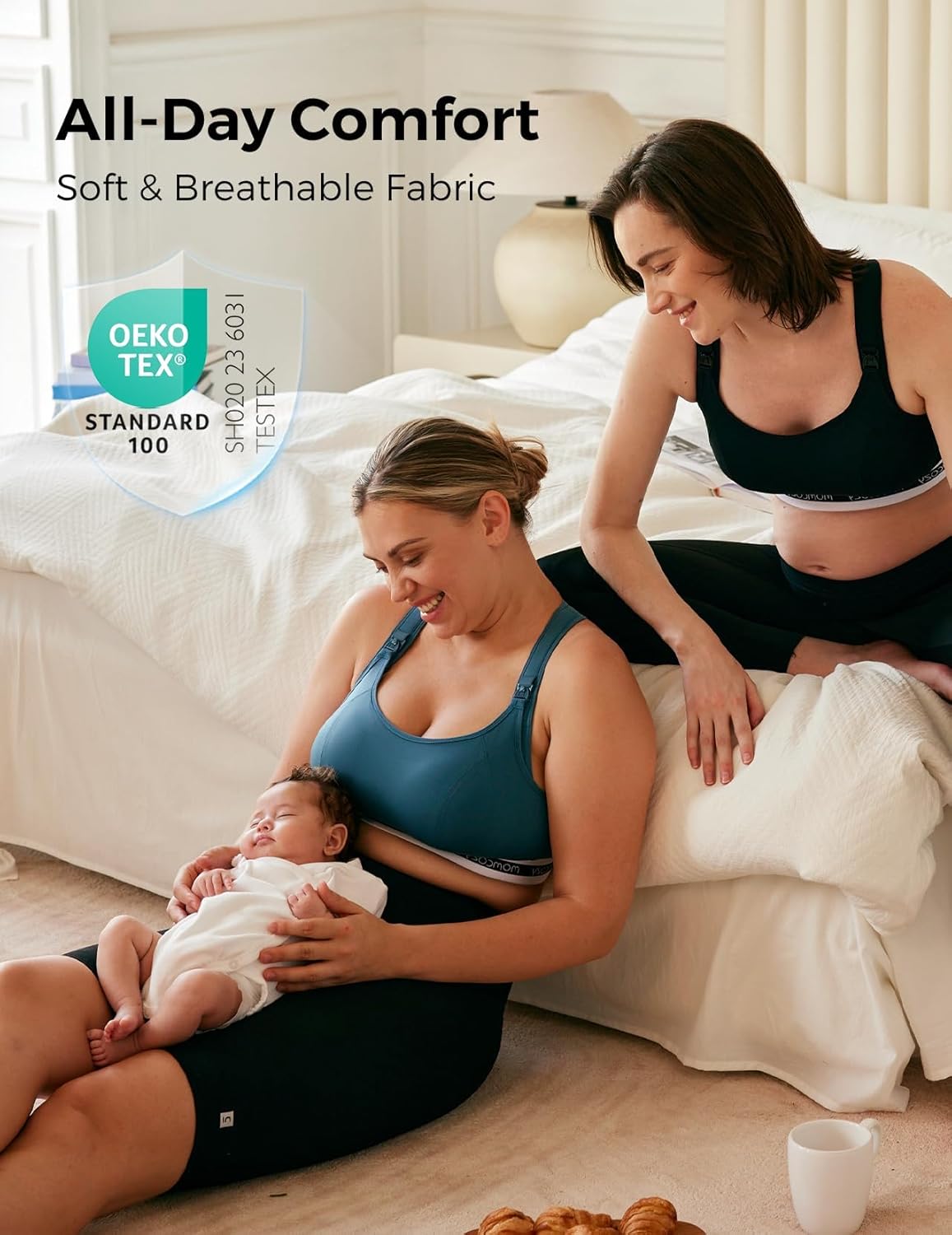 Nursing Bras for Breastfeeding, Low-Impact Nursing Sports Bra Support Maternity Pregnancy Padded Wireless Bralette