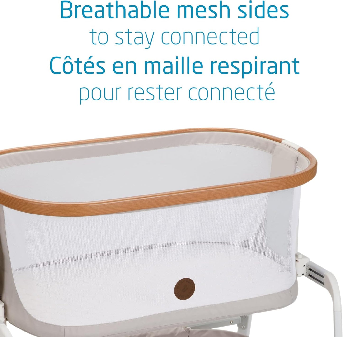 Iora Bedside Bassinet, Horizon Sand & Iora Bedsheets 2Pk – White