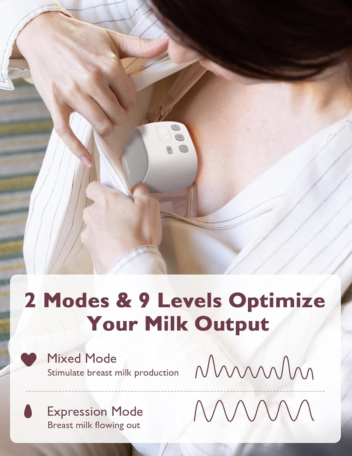 S9 Pro Updated Hands Free Breast Pump, Wearable Breast Pump of Longer Battery Life & LED Display, Double Electric Pump with 2 Modes & 9 Levels - 24Mm, 2 Pack Gray