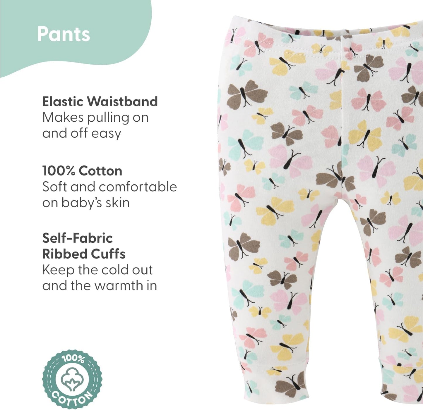 Baby Girl Pants, Baby Girls' Clothing, Cotton Baby Clothes for Girls, Newborn to 24 Month Pants, Bottoms