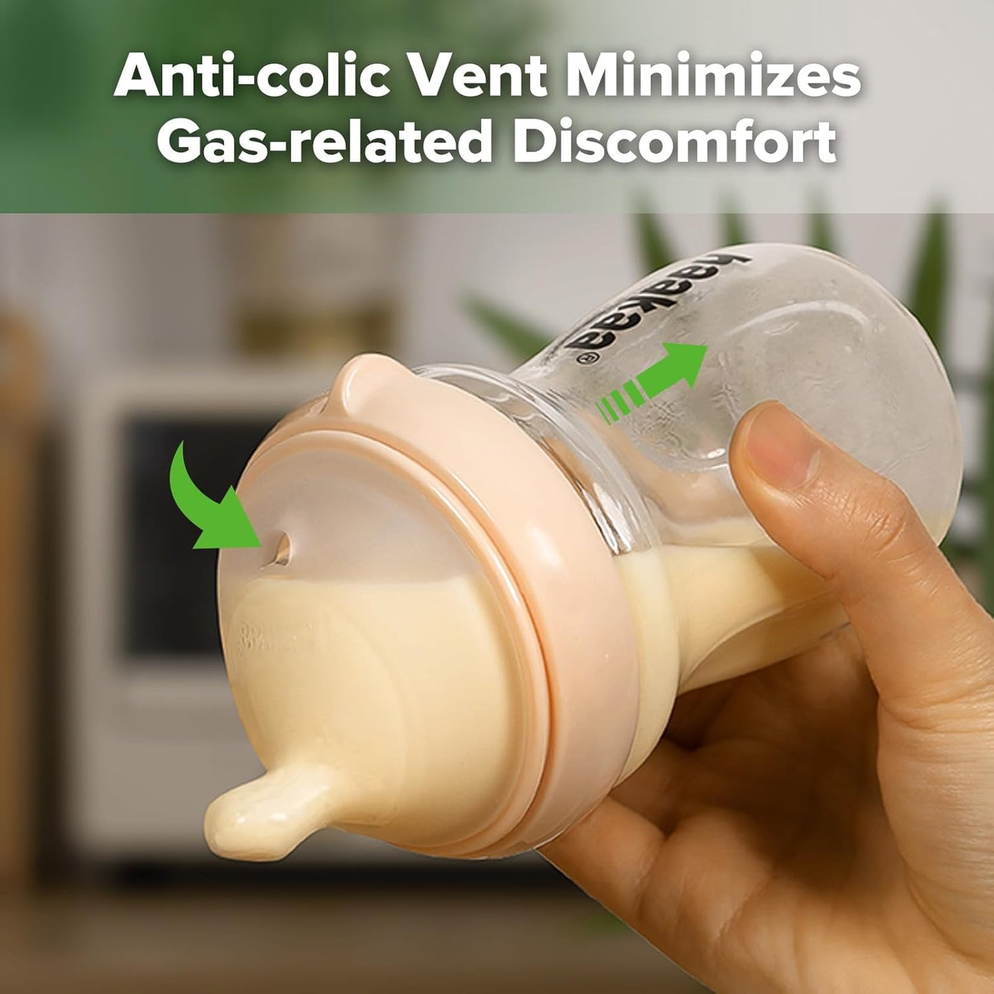 Gen.3 Natural Glass Baby Bottle -Wide Neck Anti-Colic Variable Flow Nipple - 6M+ Breastfed Babies Newborn Registry Essentials,Bpa-Free, 6 Oz/180 Ml, Peach