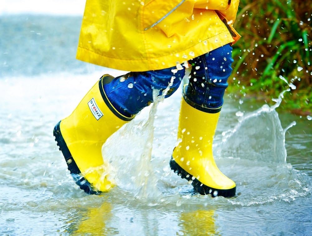 Rain Boots 100% Natural Rubber for Kids Boys & Girls - SAFE No Chemicals Summer Fall Lining Insert Toddler Children, Metallic Pink, 8T