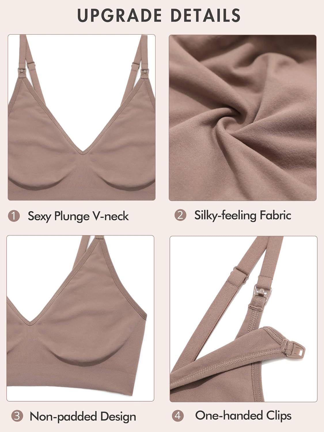 Seamless Nursing Bras Wireless Bralette V Neck Comfortable Sleep Maternity Bra for Breastfeeding