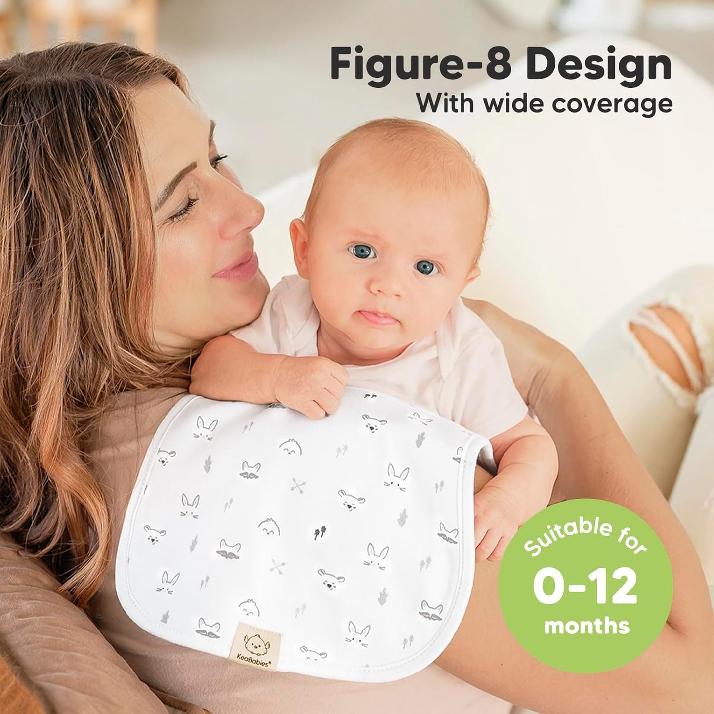 Organic Burp Cloths Baby Boy & Girl - 5-Pack Super Absorbent Cotton Burping Cloths for Babies, Soft & Plush Newborn Spit up Rags, Infant Towels for Milk Spit Up, Unisex, Large 53Cm X 25Cm (Nordic)