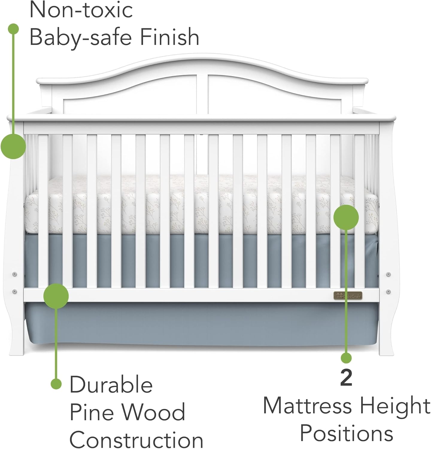 Camden 4-In-1 Convertbile Crib (Matte White)