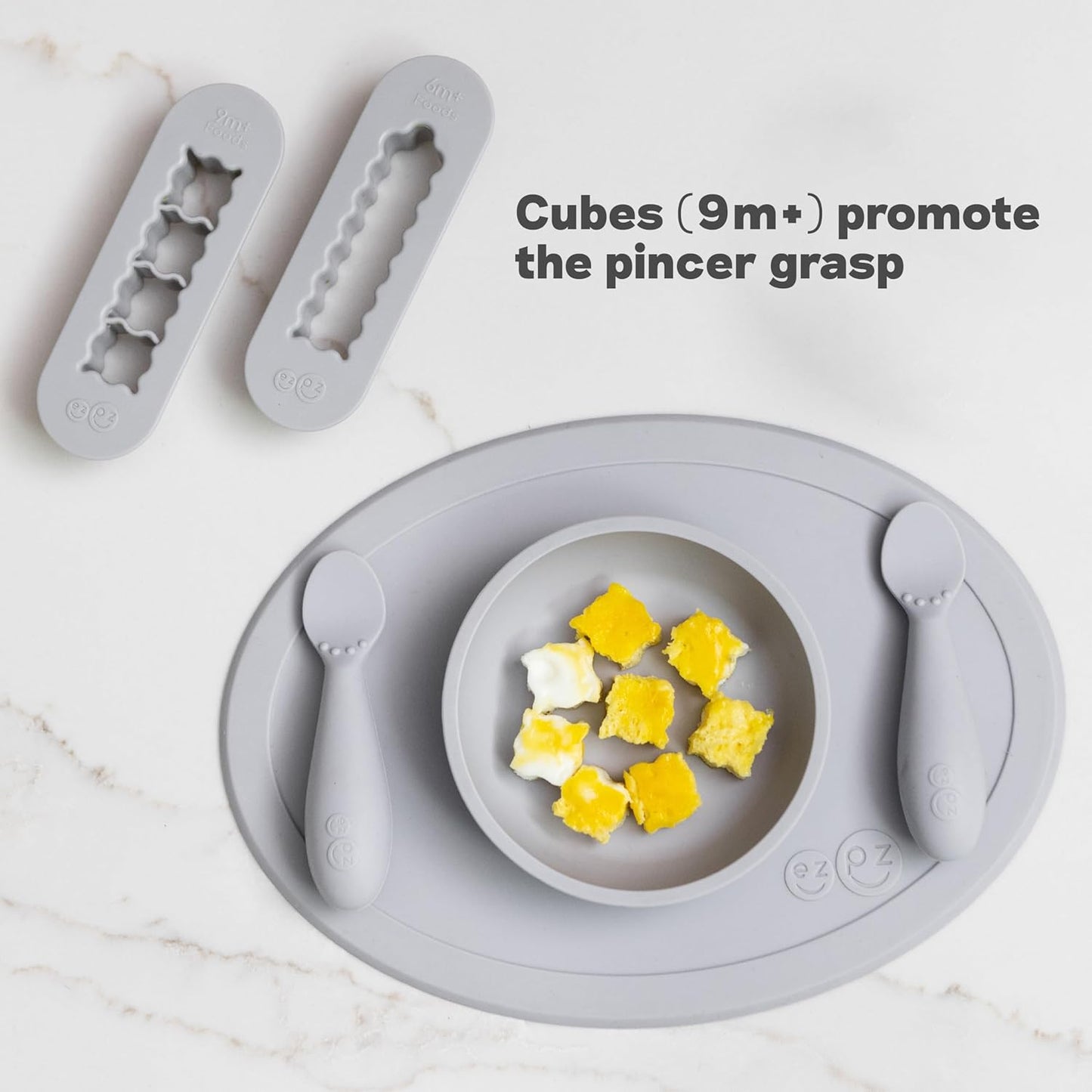 Baby Led Weaning Food Cutters | 2 Pack | for Ages 6 Months to 9 Months + (Pewter)