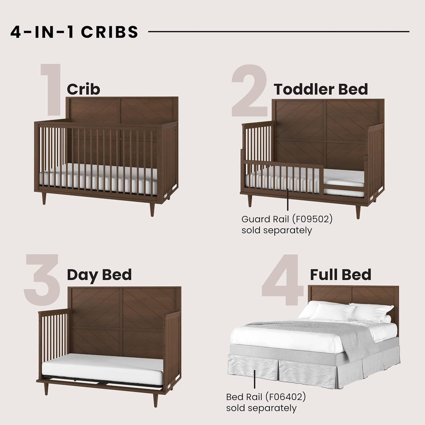 Surrey Hill 4-In-1 Convertible Crib (Toasted Chestnut)