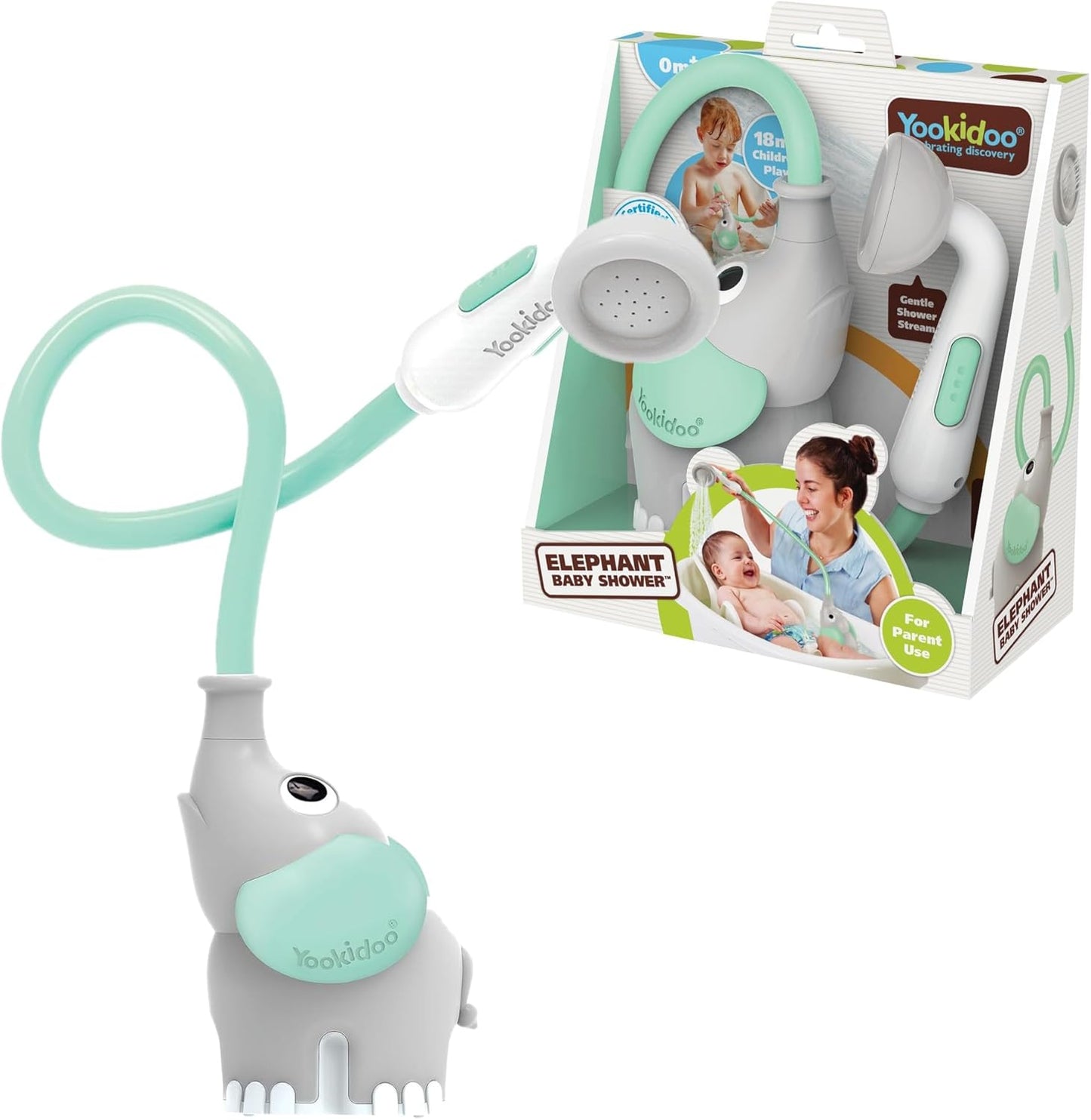- Elephant Baby Bath Shower Head - Teal - Suitable for Newborns, Infants, and Toddlers - Can Be Used as a Bath Toy - Compact and Portable - from Birth – 40212