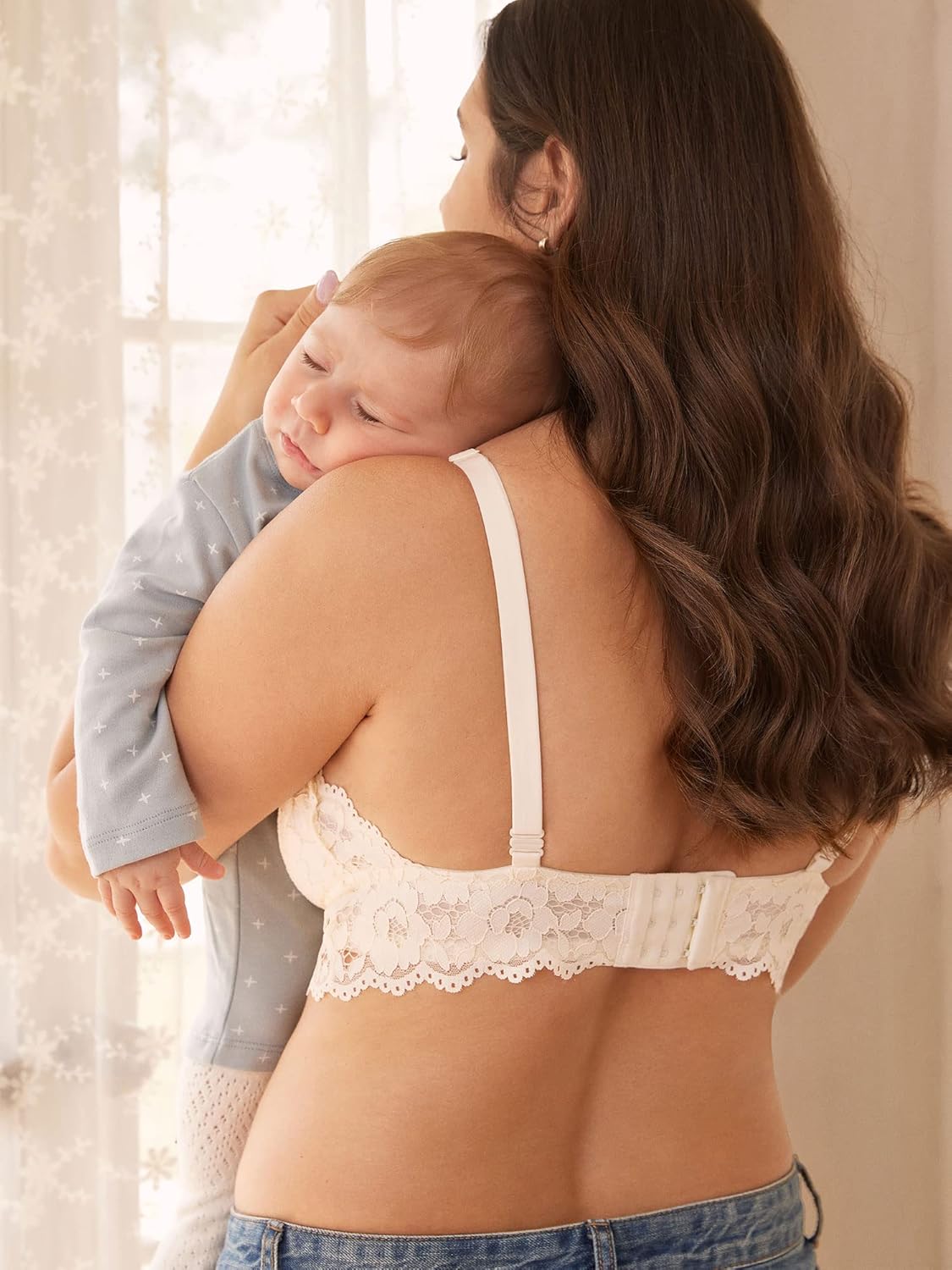 Women'S Lace Nursing Bra Wirefree Padded Breastfeeding Maternity Bralette Cute More Coverage