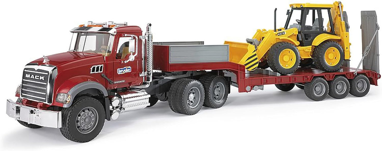 02813 Mack Granite Flatbed Truck with JCB Loader Backhoe