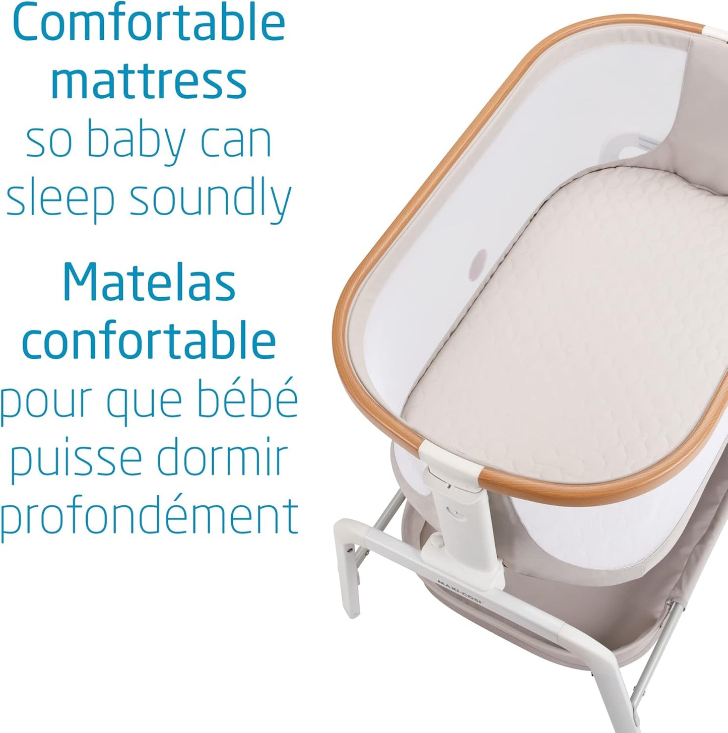 Iora Bedside Bassinet, Horizon Sand & Iora Bedsheets 2Pk – White