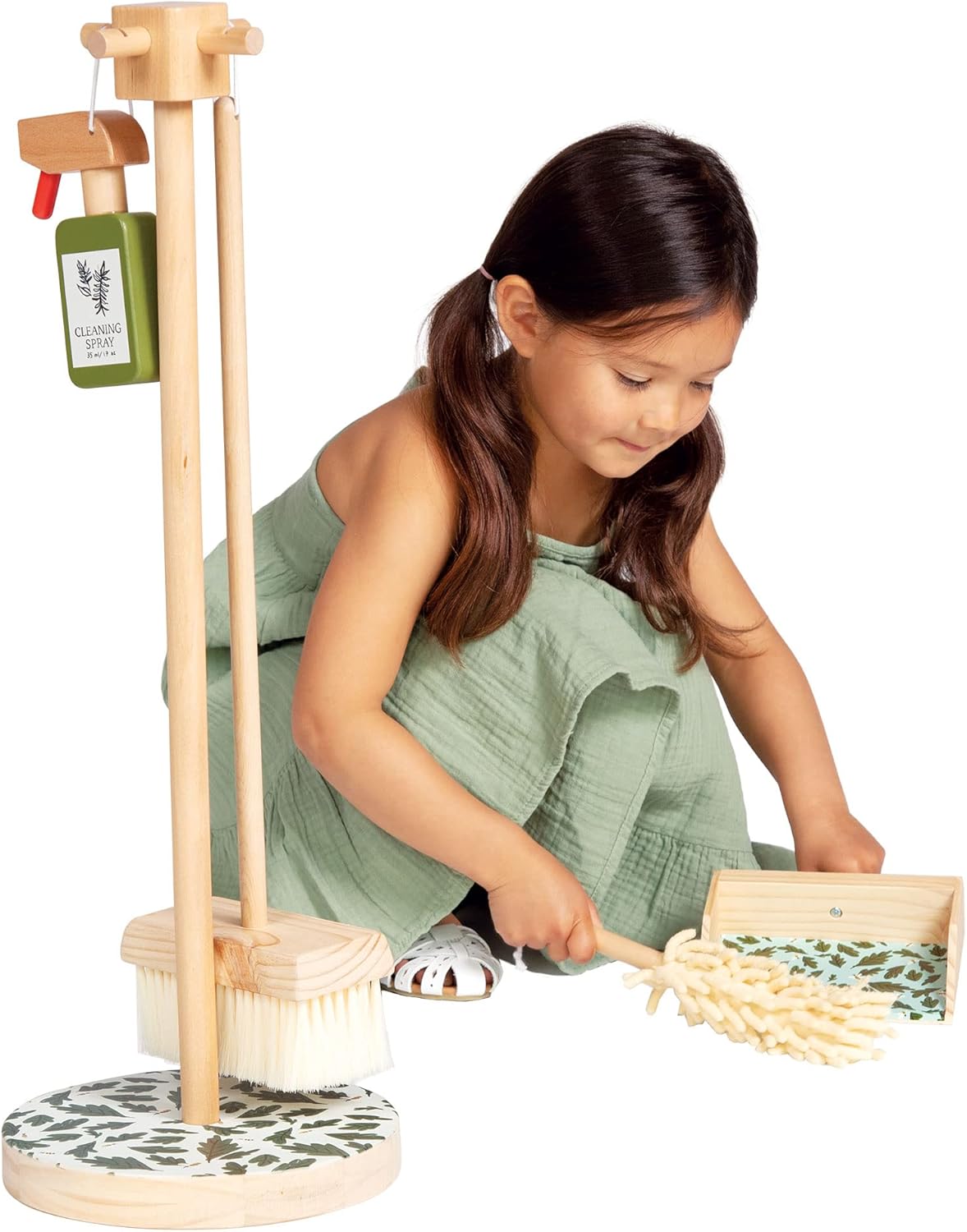 Decorative 5-Piece Wooden Pretend Housekeeping Cleaning Set for Kids 3 + Year Old and Up