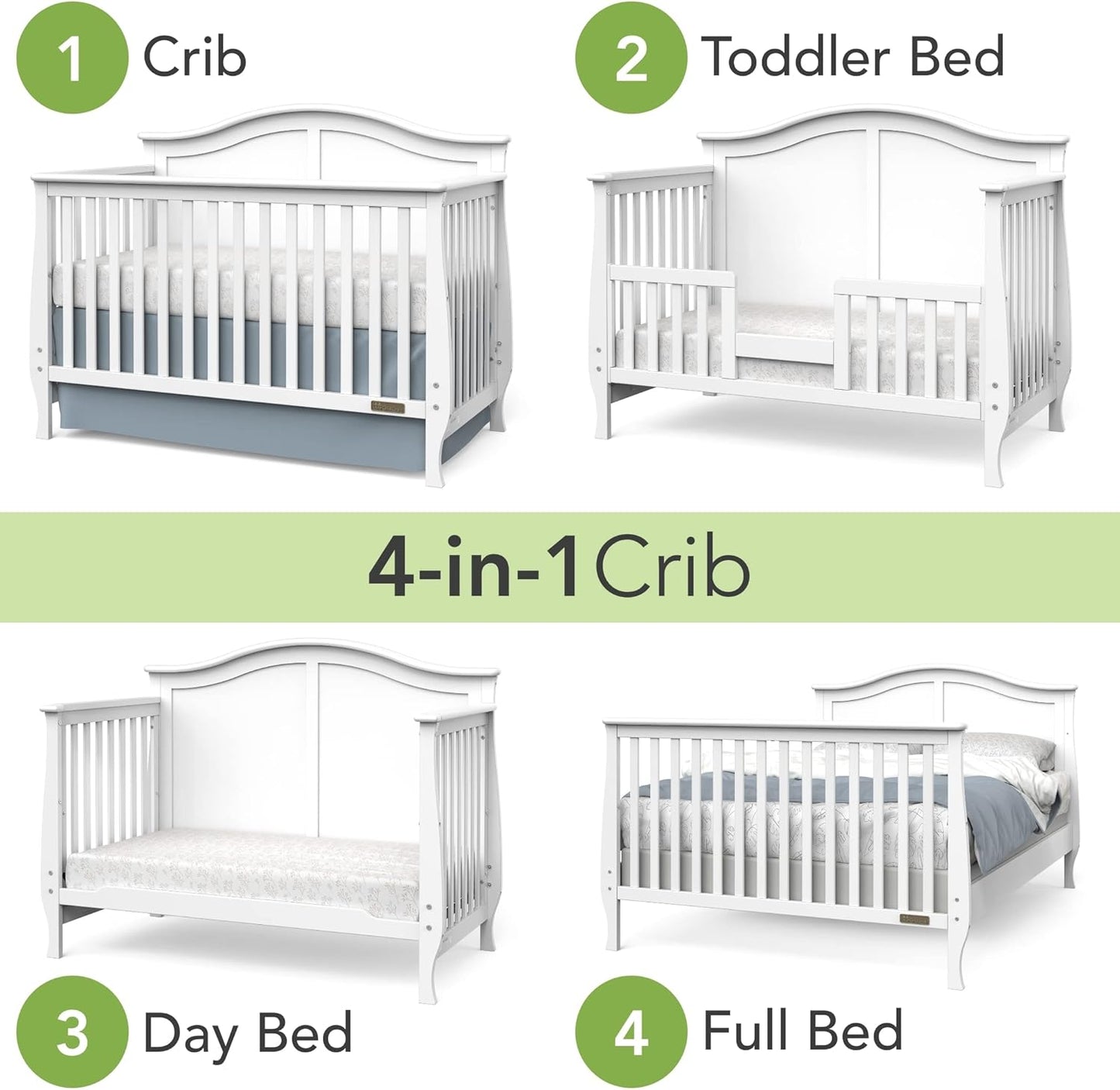 Camden 4-In-1 Convertbile Crib (Matte White)