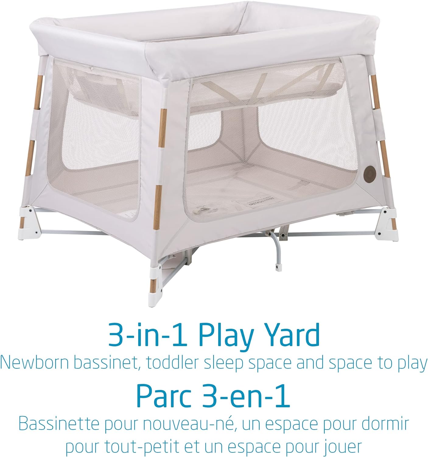 Swift Playard, Playpen with 3-In-1 (Newborn Bassinet, Toddler, Play), Portable, Ultra Comfort, 1 Step Fold, Travel Bag Included, Horizon Sand