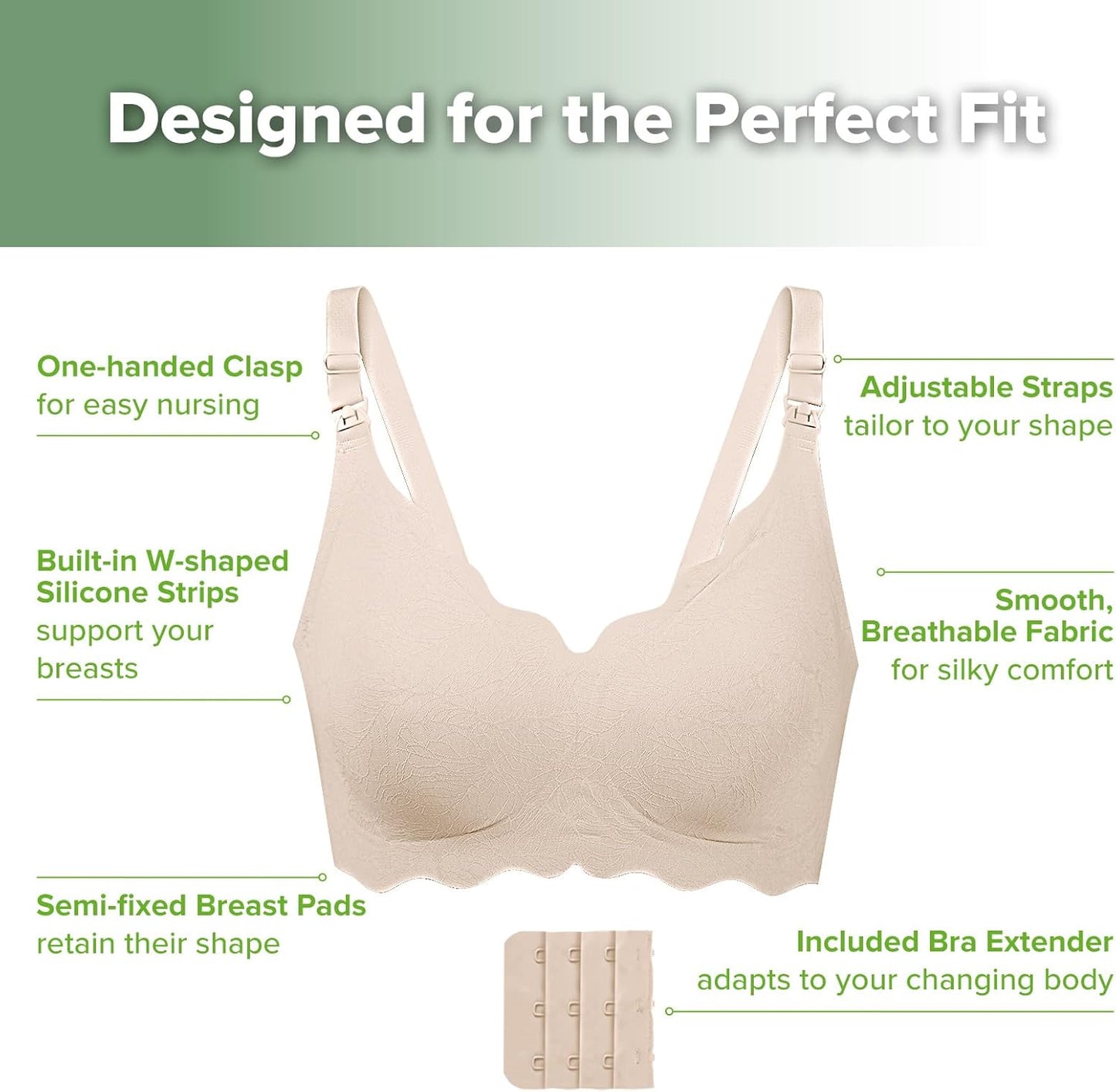 Nursing Bras for Breastfeeding, Ultra Comfort Scalloped Seamless Jelly Strip“ Supportive Maternity Bras