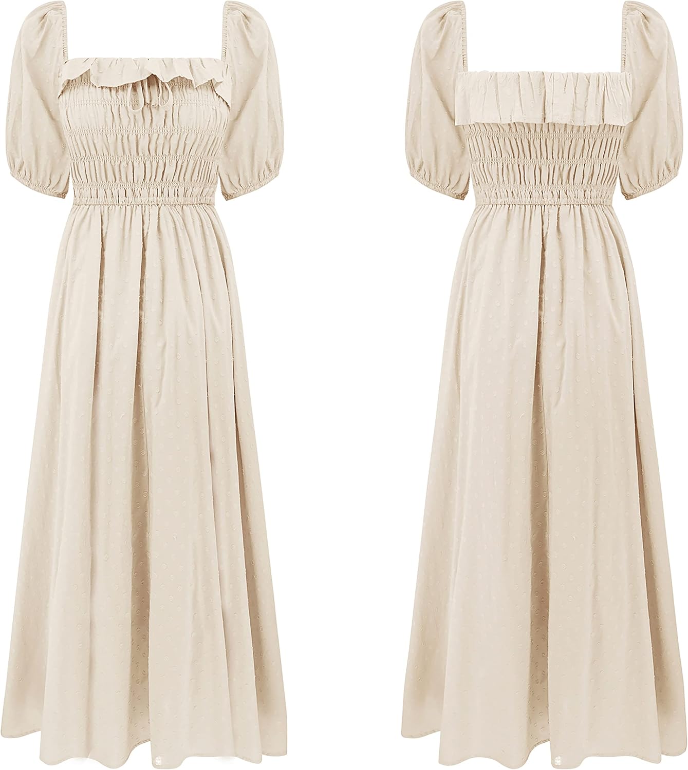 Women Summer Half Sleeve Cotton Ruffled Vintage Elegant Backless a Line Flowy Long Dresses