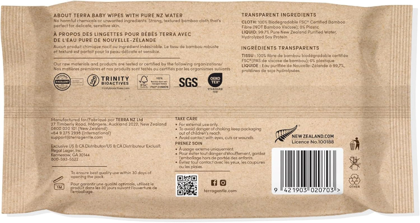 - NZ Pure Water Baby Wipes - 99.7% Pure New Zealand Water - 100% Biodegradable Bamboo - Fragrance Free for Sensitive Skin (1 Pack of 70 Wipes)