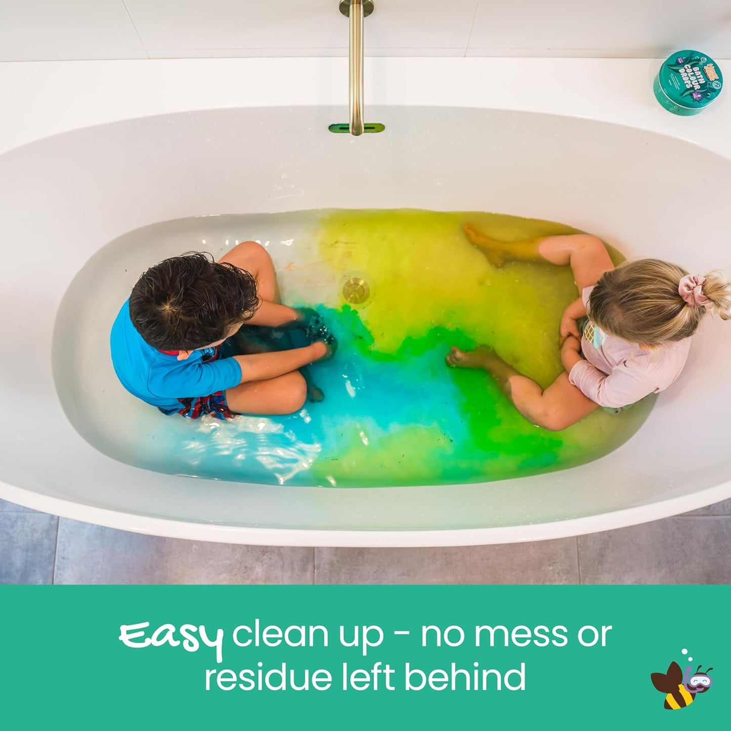 Bath Colour Tablets for Kids - Non Toxic Bathtub Drops Made with Natural Ingredients and Food Grade Colours - Fragrance Free - Fizzy, Brightly Coloured Bathtime Fun, Great Gift - 36 Drops