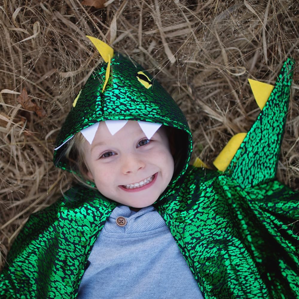 53062, Dragon Toddler Cape, Green/Metallic, US Size 2-3T