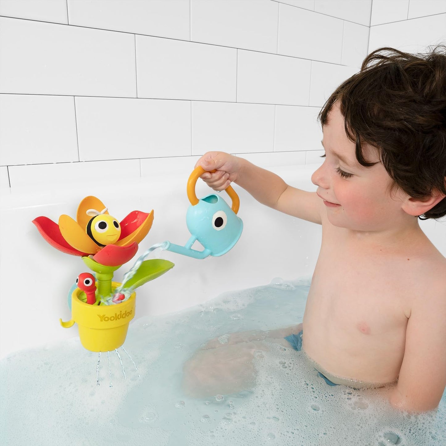 - Peek-A-Bee Flower Tub - Baby Bath Toy - Garden Theme - Flower Pot with Worm – Chain Reaction of Fun - PBA Free - Bath Time Play - from 18 Months Old - 40221