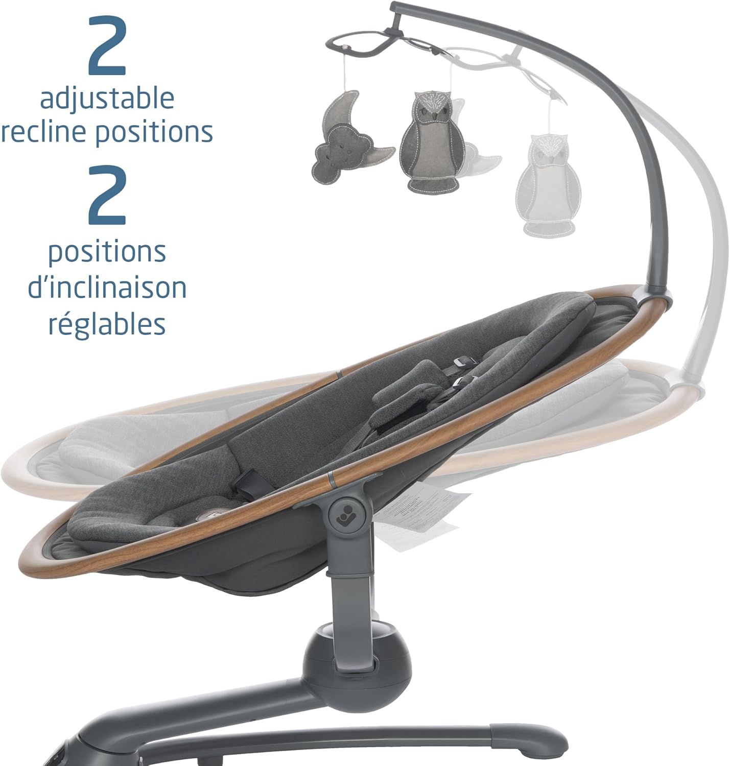 Cassia Baby Swing, Infant Swing, Automatic Motion Sensor, Music, Toys, Recline, Portable, 360 Degree Rotation, Lightweight & Foldable, Classic Graphite