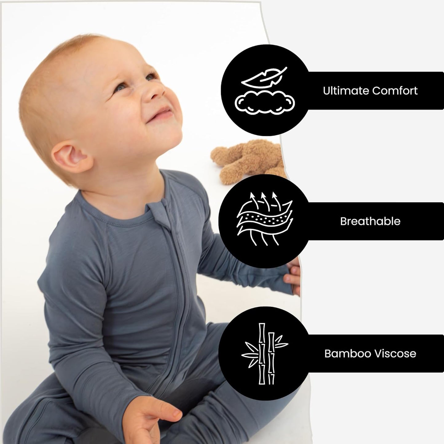 Viscose from Bamboo Sleeper Baby Pajamas, Convertible Gripped Footie with 2-Way Zipper, Ideal for Eczema