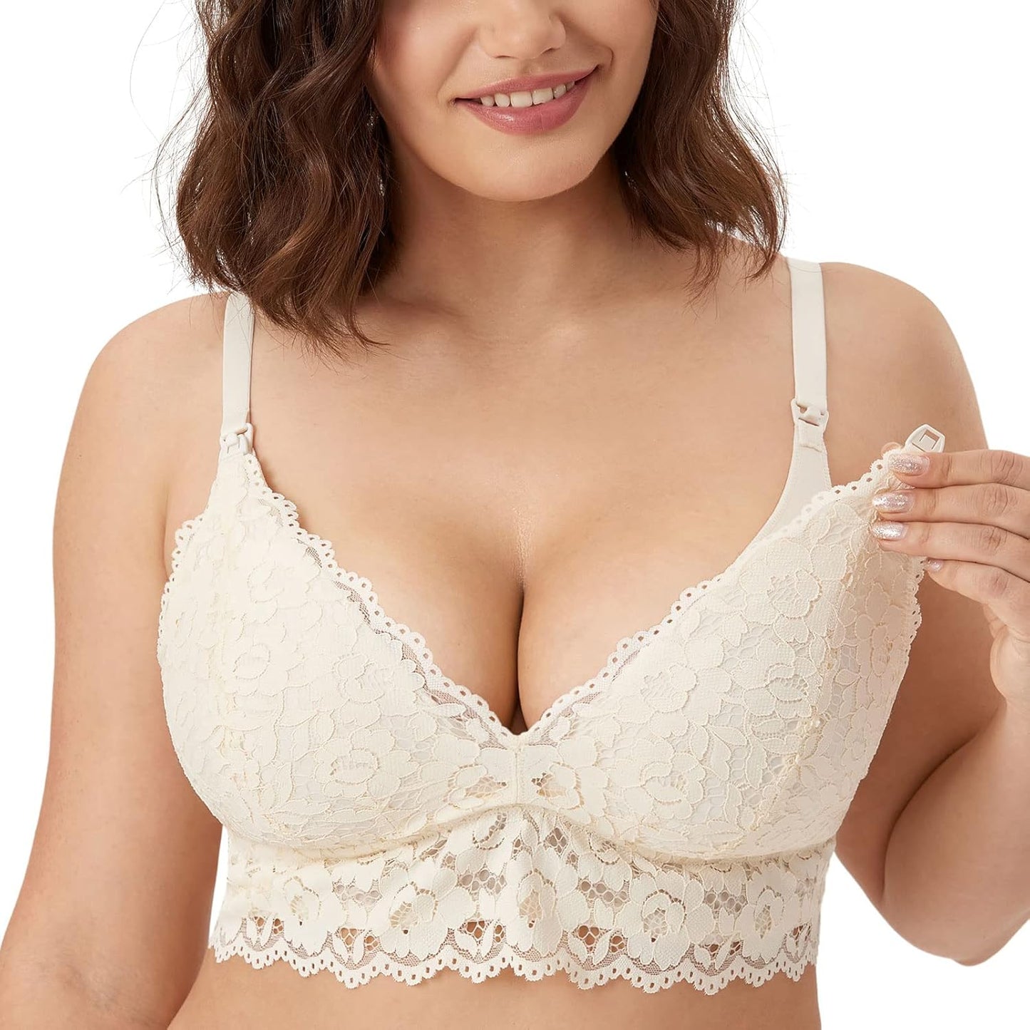 Women'S Lace Nursing Bra Wirefree Padded Breastfeeding Maternity Bralette Cute More Coverage