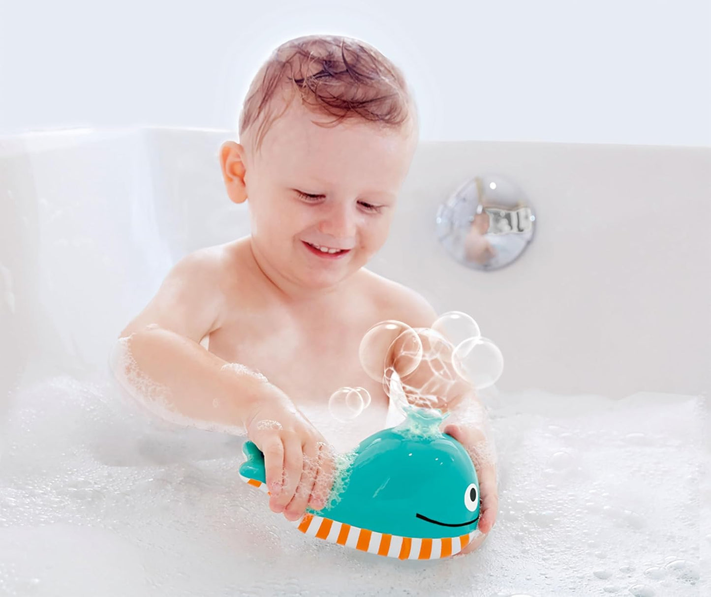 Bubble Blowing Whale | Baby Squirt Toy for Bath Time Play, Blue