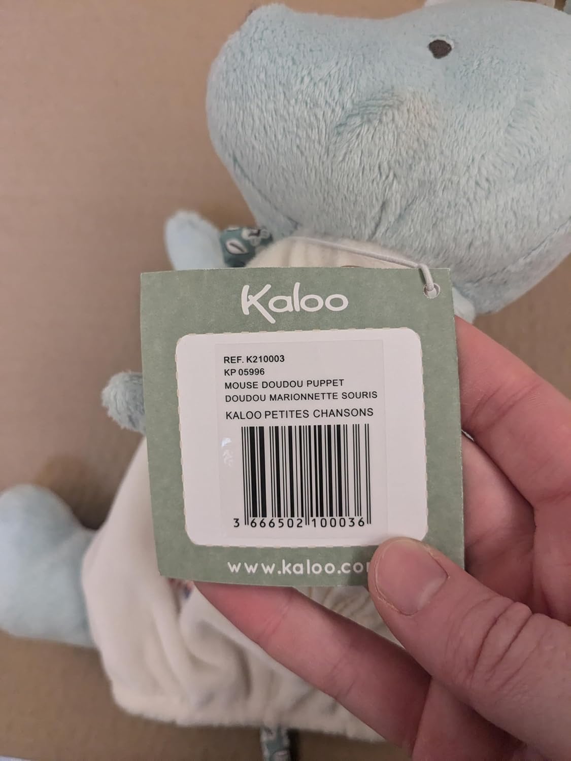 - Hand Puppet Mouse Doudou for Kids and Babies - Soft Polyester and Micro-Velvet Comforter Plush - Early Development Toy - from Birth - K210003.