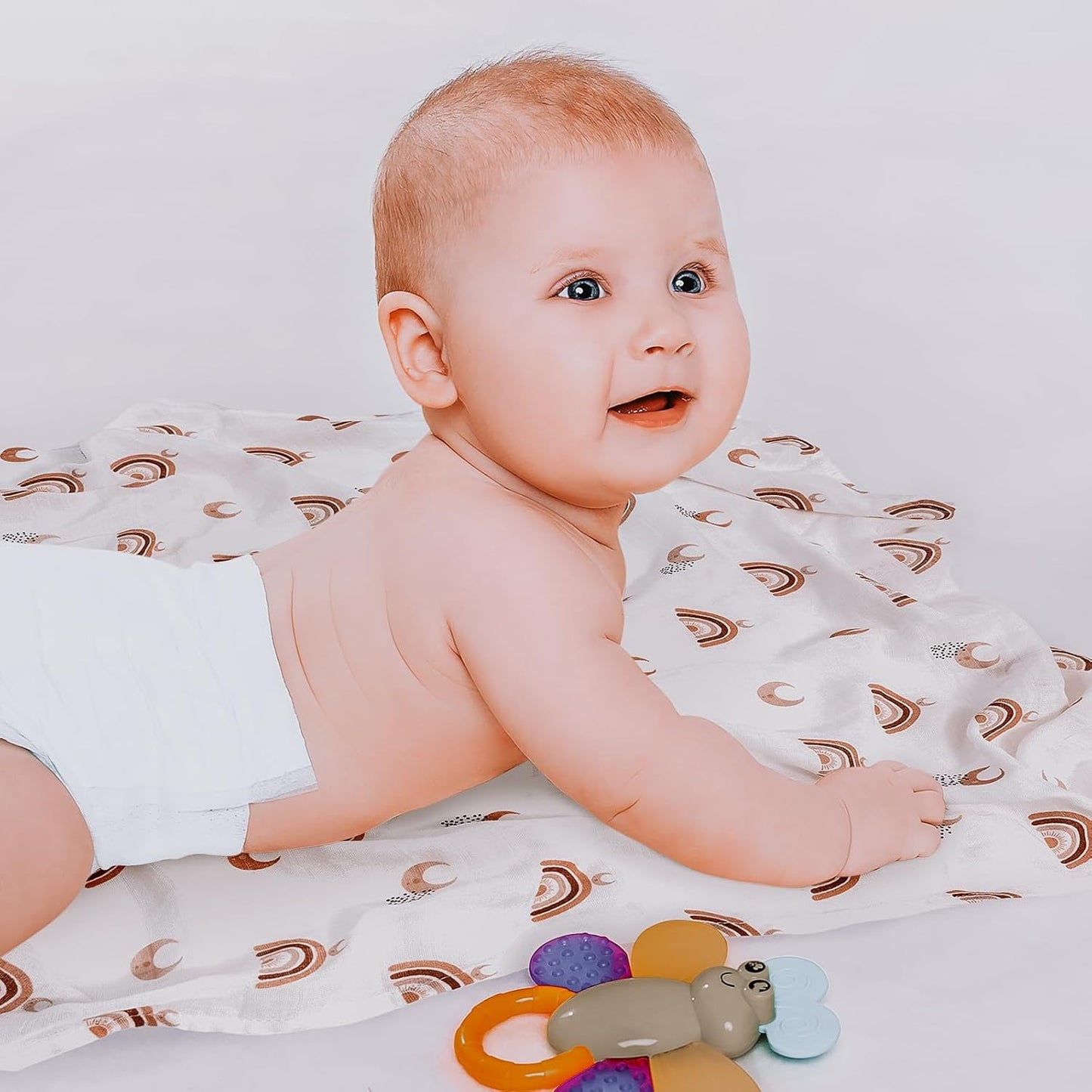 Receiving Blanket Boy Cotton Muslin Swaddle Blankets Girl Newborn Squares Breathable & Soft Thin Baby Blankets Cloths Double Absorbent Infant Swaddling Wrap - 6 Pack (Sun)