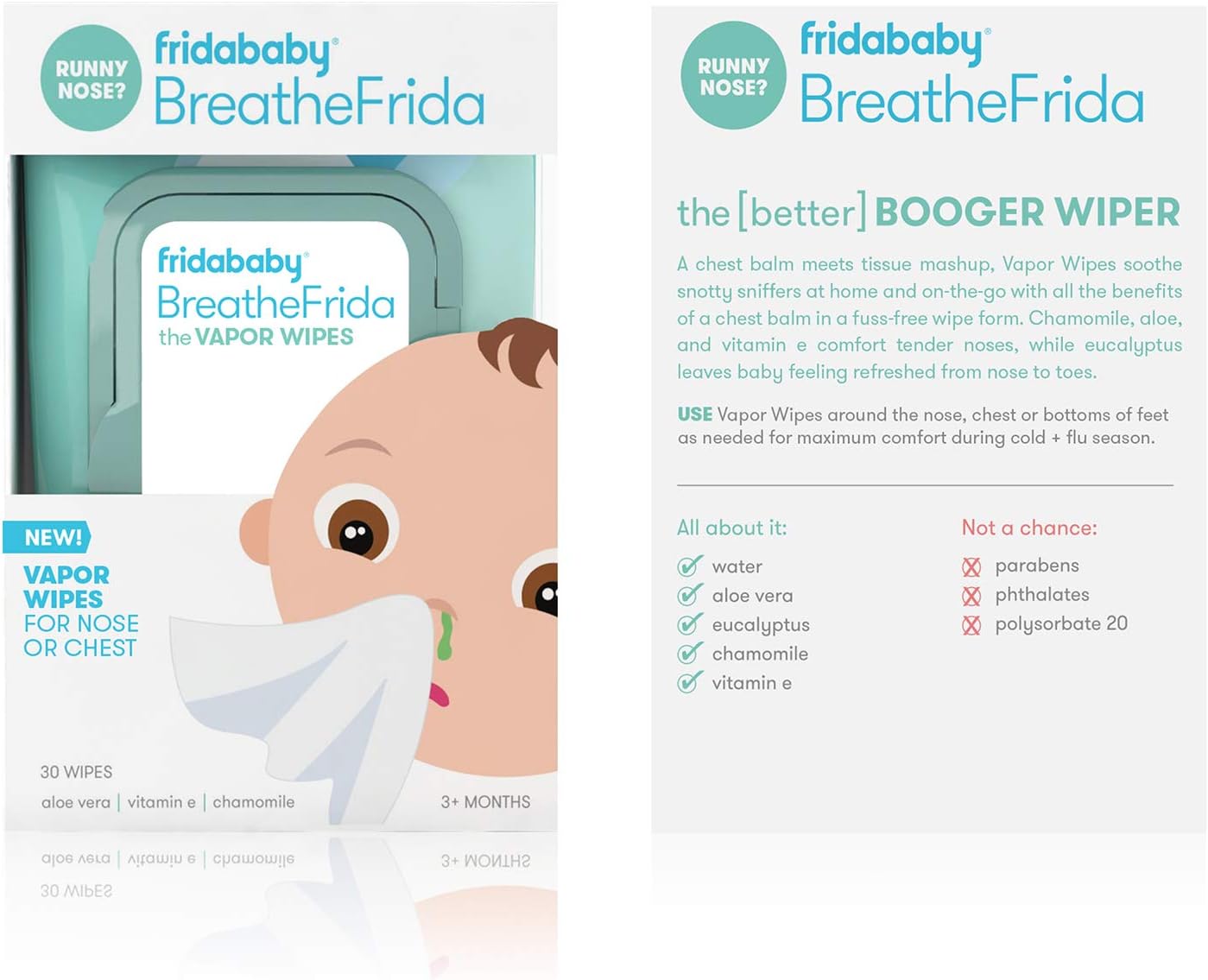 Baby Nose Wipes by Fridababy | Breathefrida the Boogerwiper Moisturizing Baby Facial Tissues and Chest Rub for Sensitive Skin (3 Pack)