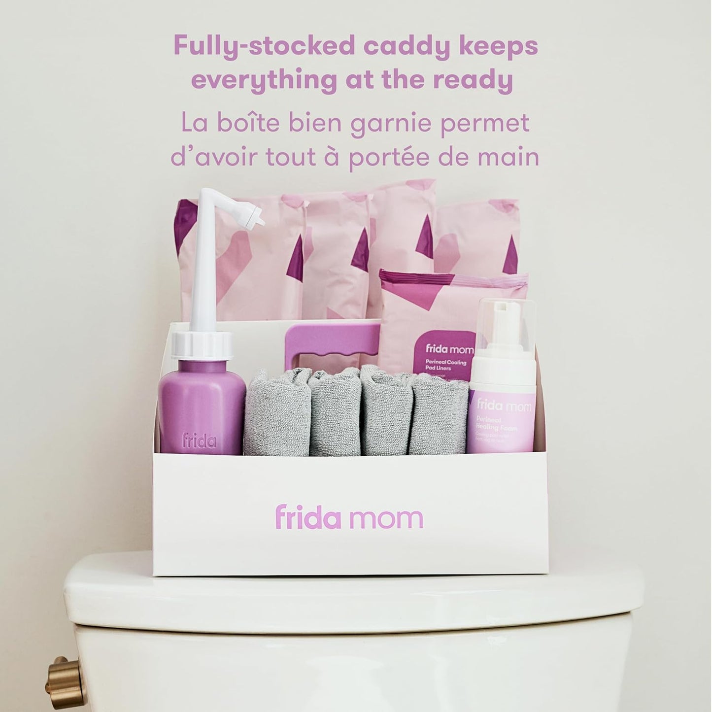 Frida Mom 15Pc Labor, Delivery, & Postpartum Kit Gift Set for Baby Showers & Mom to Be, Includes Peri Bottle, Nursing Gown, Disposable Underwear, Ice Maxi Pads, Pad Liners, Perineal Foam, Socks & Toiletry Bag