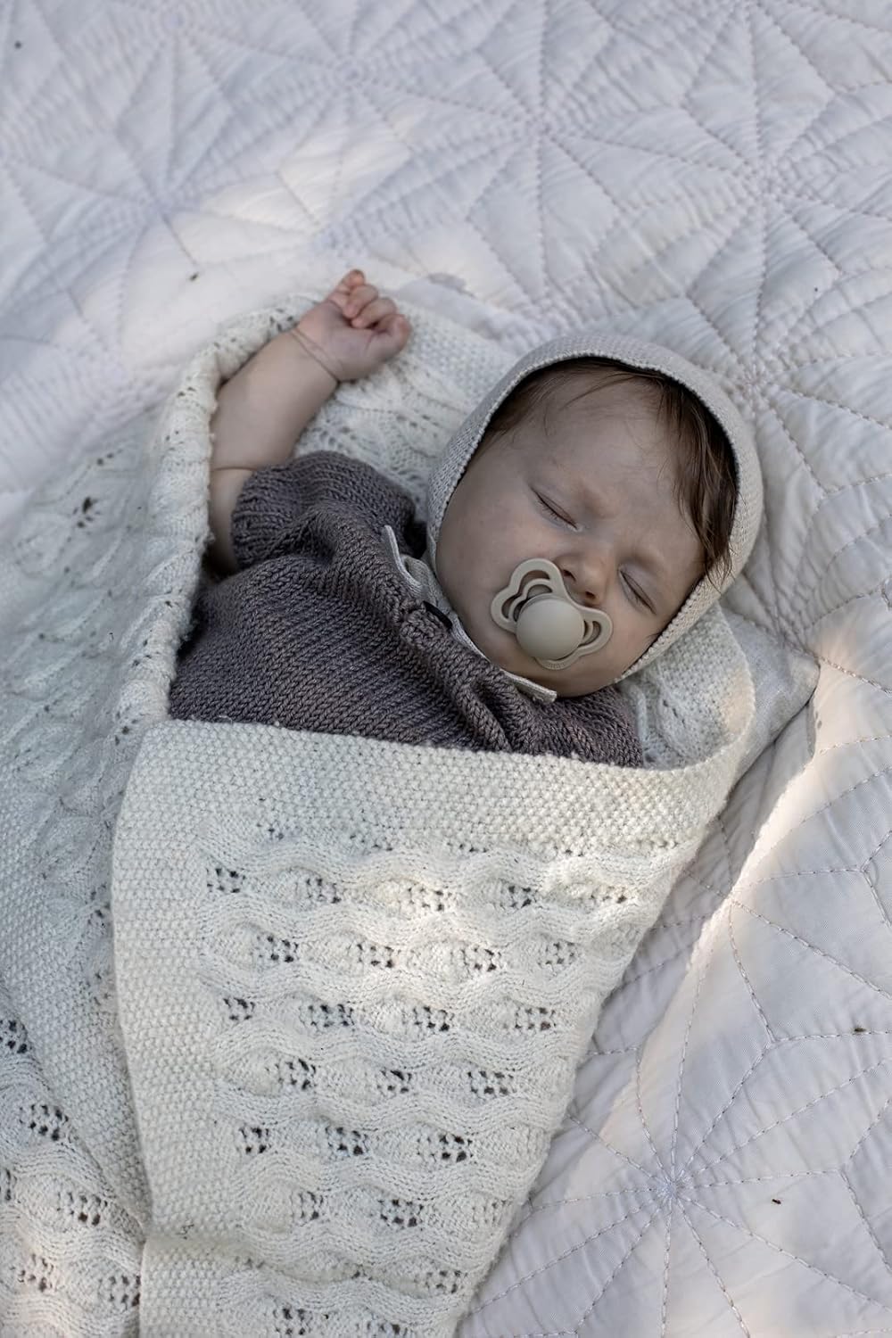 Pacifiers - Couture Collection | Bpa-Free Baby Pacifier | Made in Denmark | Set of 2 Vanilla/Dark Oak Color Premium Soothers | Size 0-6 Months