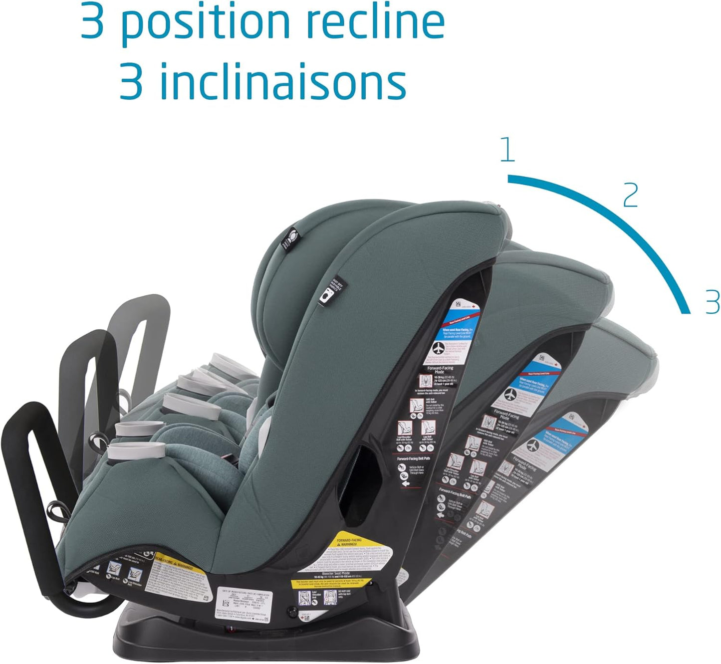 Pria All-In-One Car Seat, 3In1, Convertible from Infant to Toddler, Rear and Forward Facing, Booster Mode, Washable Seat Cover, Essential Green