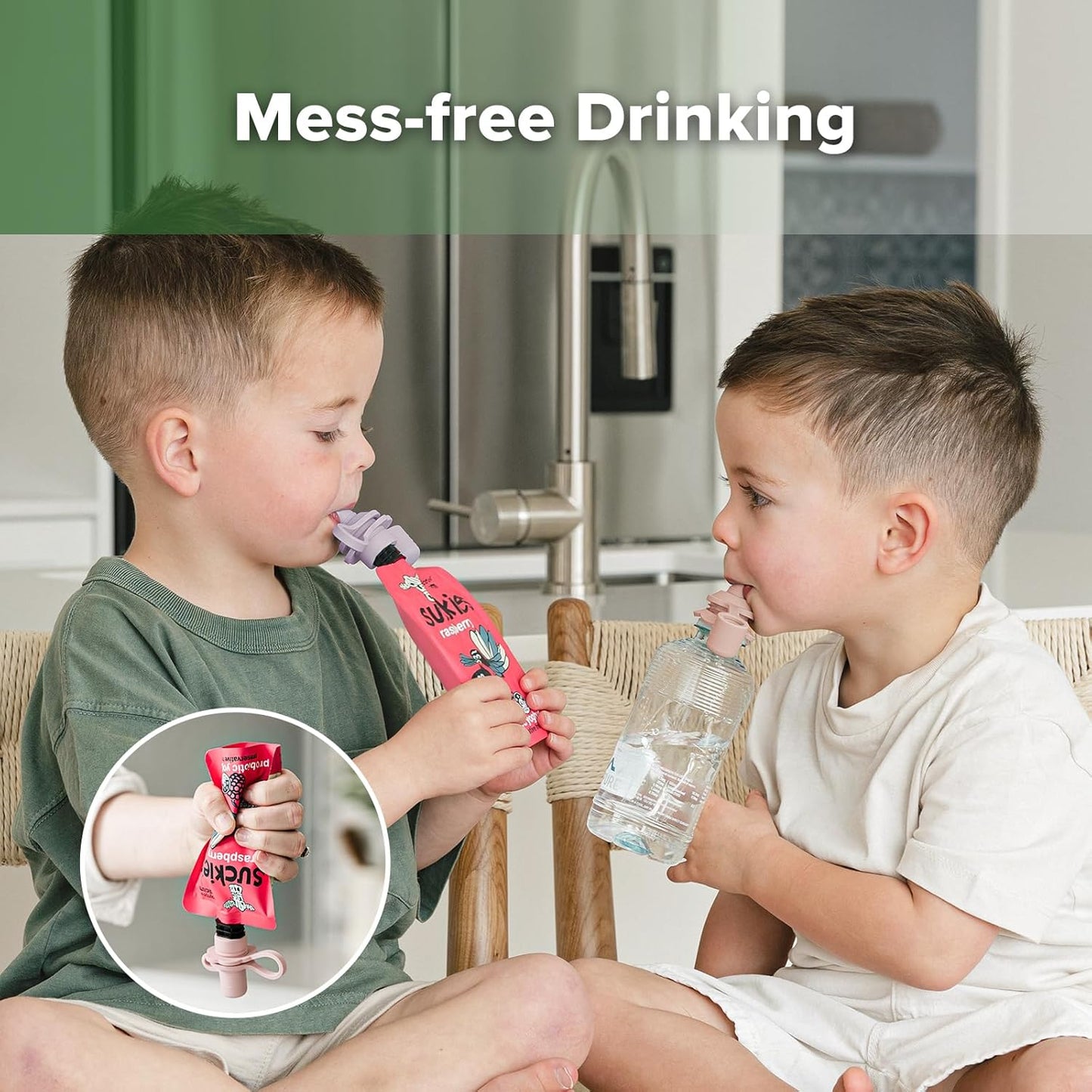 Multi-Functional Silicone Spout,Baby Pouch Topper,No Spill Silicone Bottle Top,100% Food Grade Silicone,2 Pack