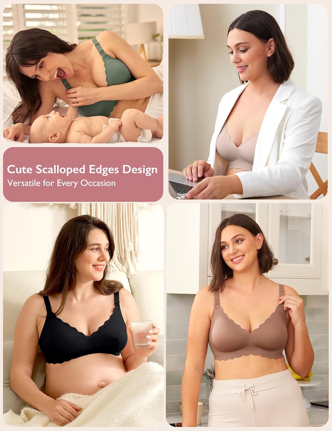Nursing Bras for Breastfeeding, Jelly Strip Support Comfort Maternity Bra, Seamless Soft Wirefree Pregnancy Bra