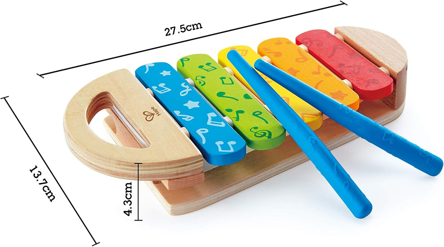 Rainbow Xylophone| Wooden Rainbow-Colored Xylophone with Non-Slip Sticks & Musical Note Motif, Musical Toy for Kids 12Months & Up, Multicolor (E0606)